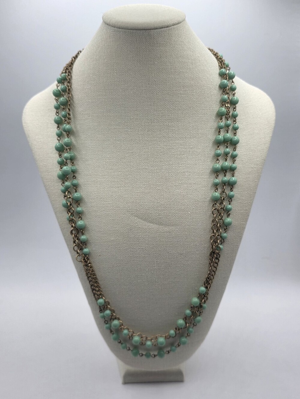 J. Crew Beaded Chain Necklace Light Green 28 Inches